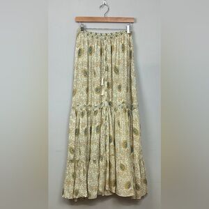Natalie Martin Tiered Maxi Skirt in Vintage Flower Sand Sz S